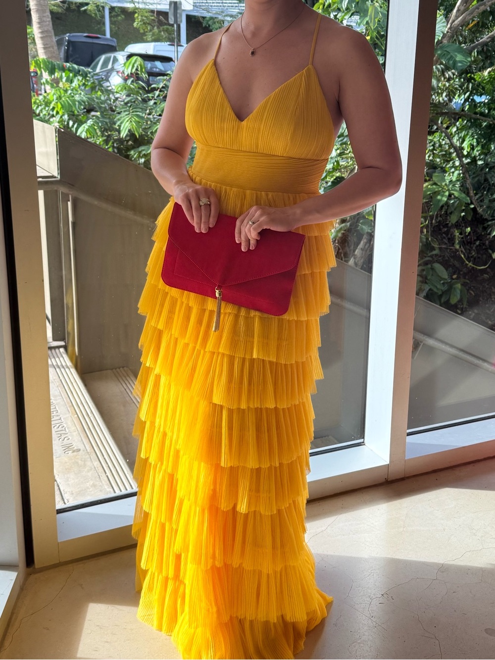 Lulus Radiant Event yellow maxi dress